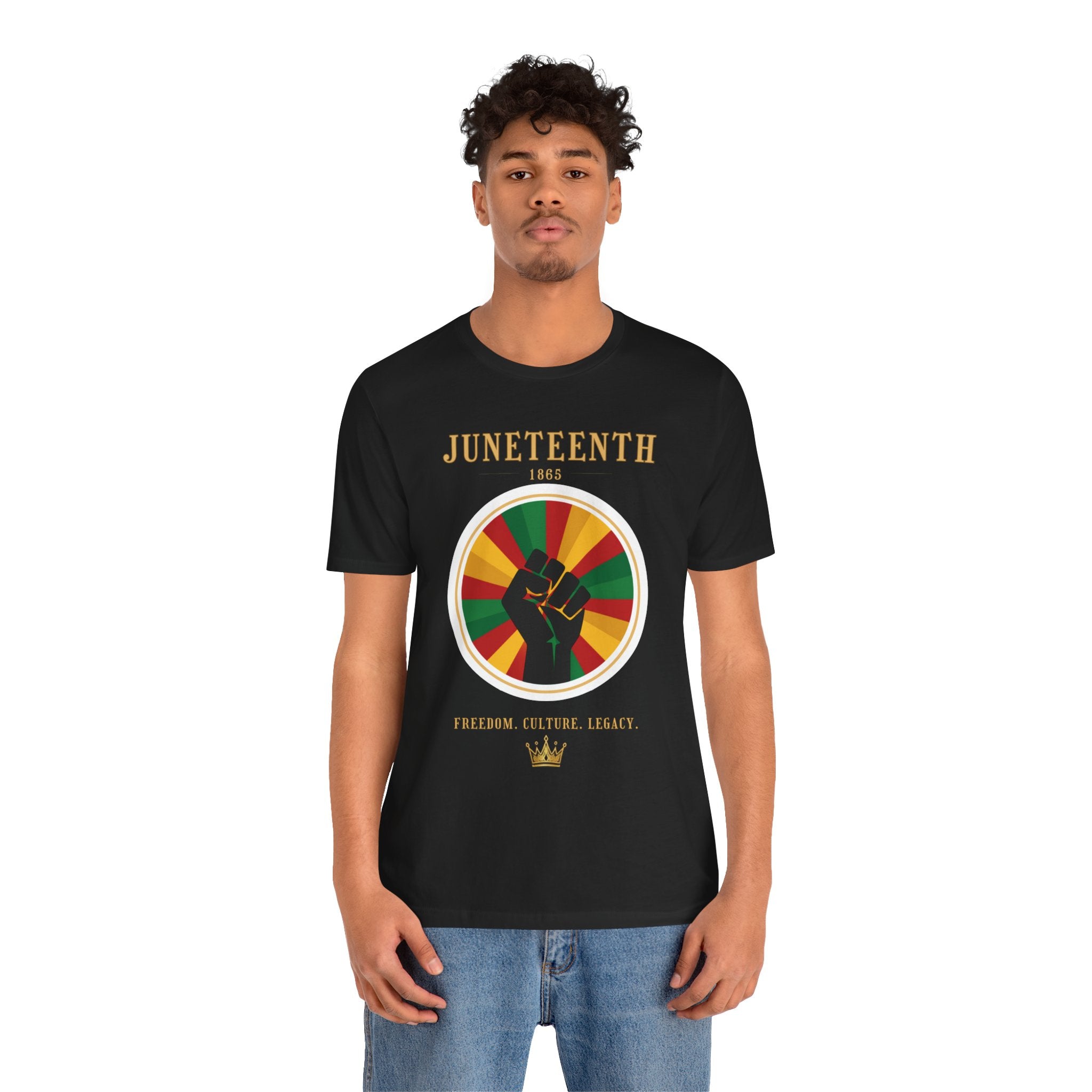 Juneteenth Sun Fist Tee — Front Print · Celebrate Freedom