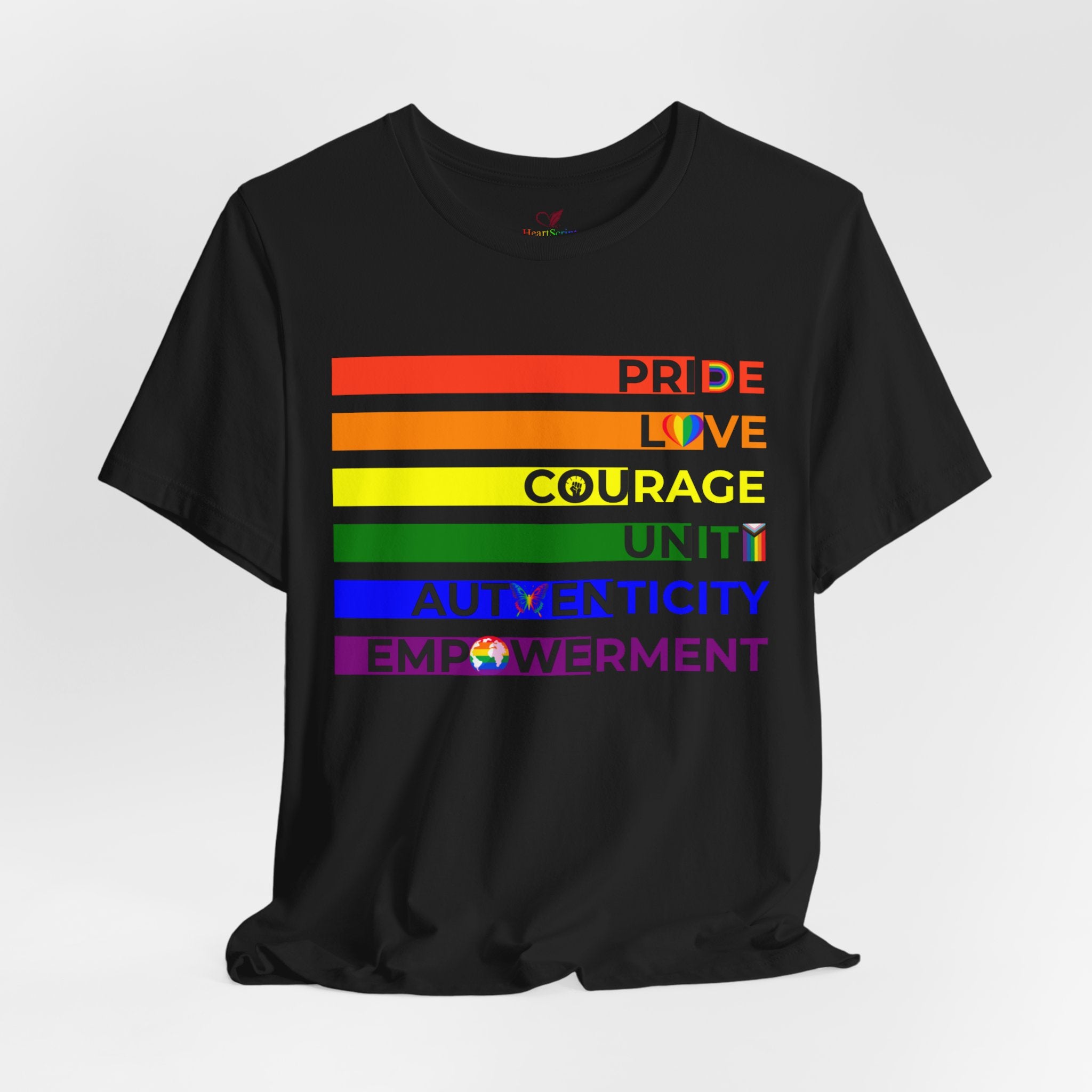 Pride Love Courage Unity Authenticity Empowerment Rainbow Pride Shirt