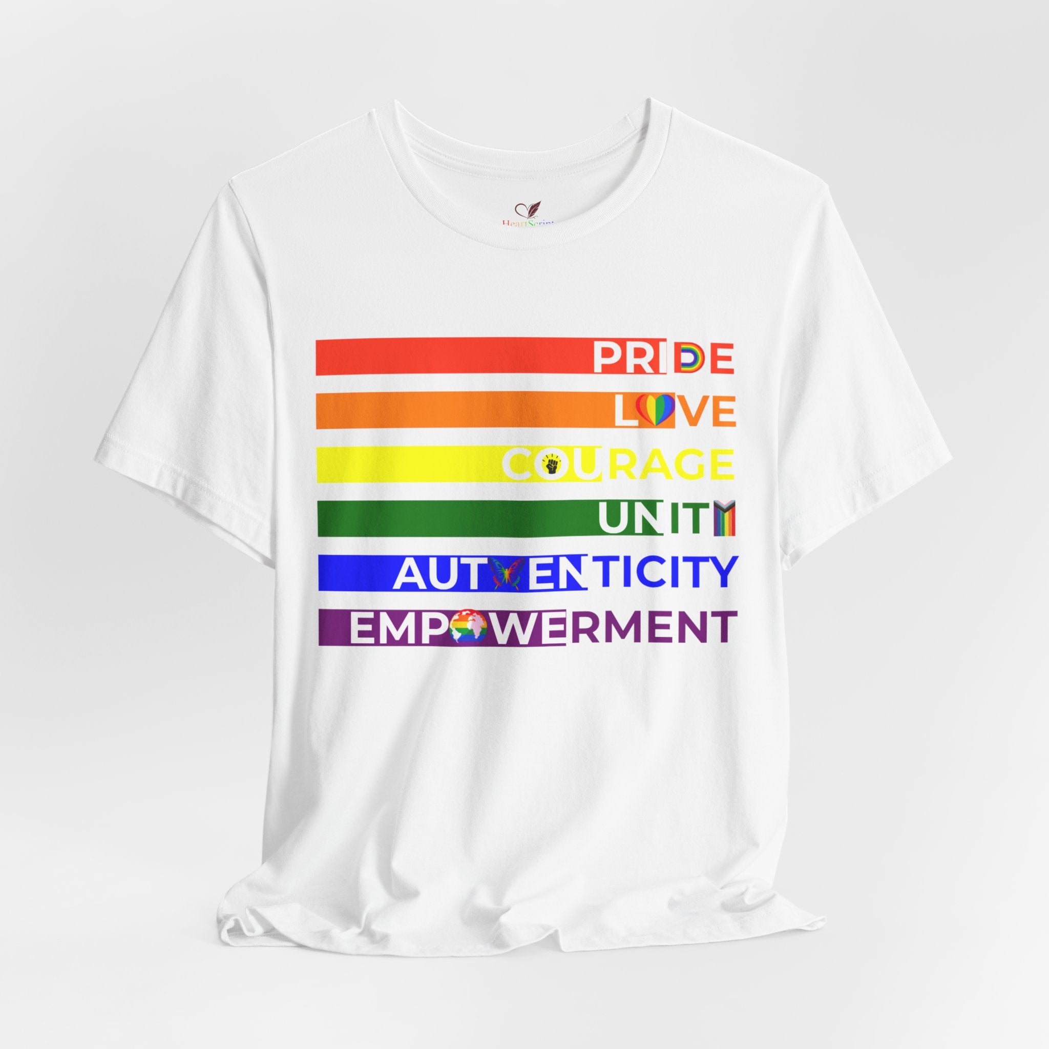 Pride Love Courage Unity Authenticity Empowerment Rainbow Pride Shirt