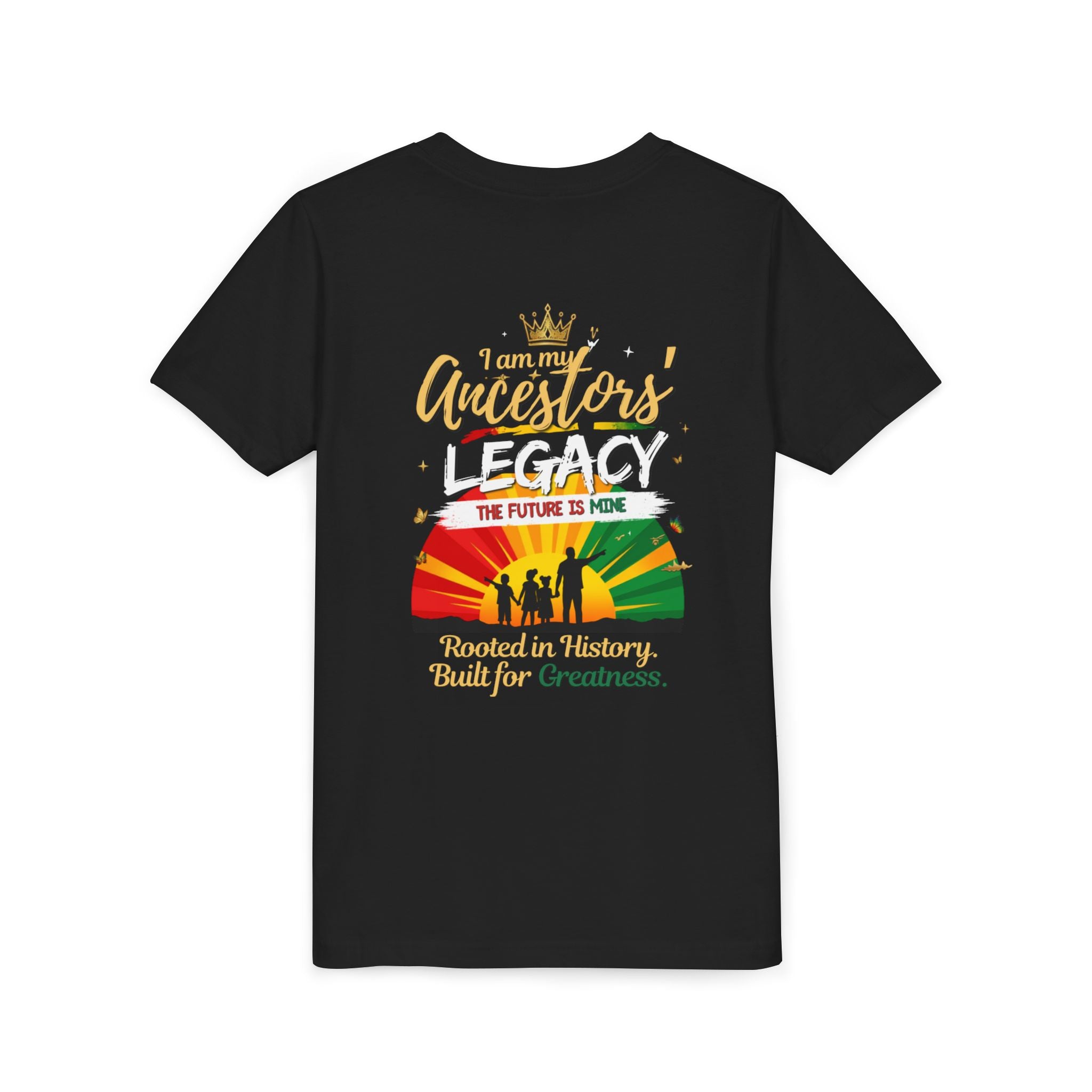 Junior Legacy Boys Youth Tee — Front & Back · Young. Black. Proud.