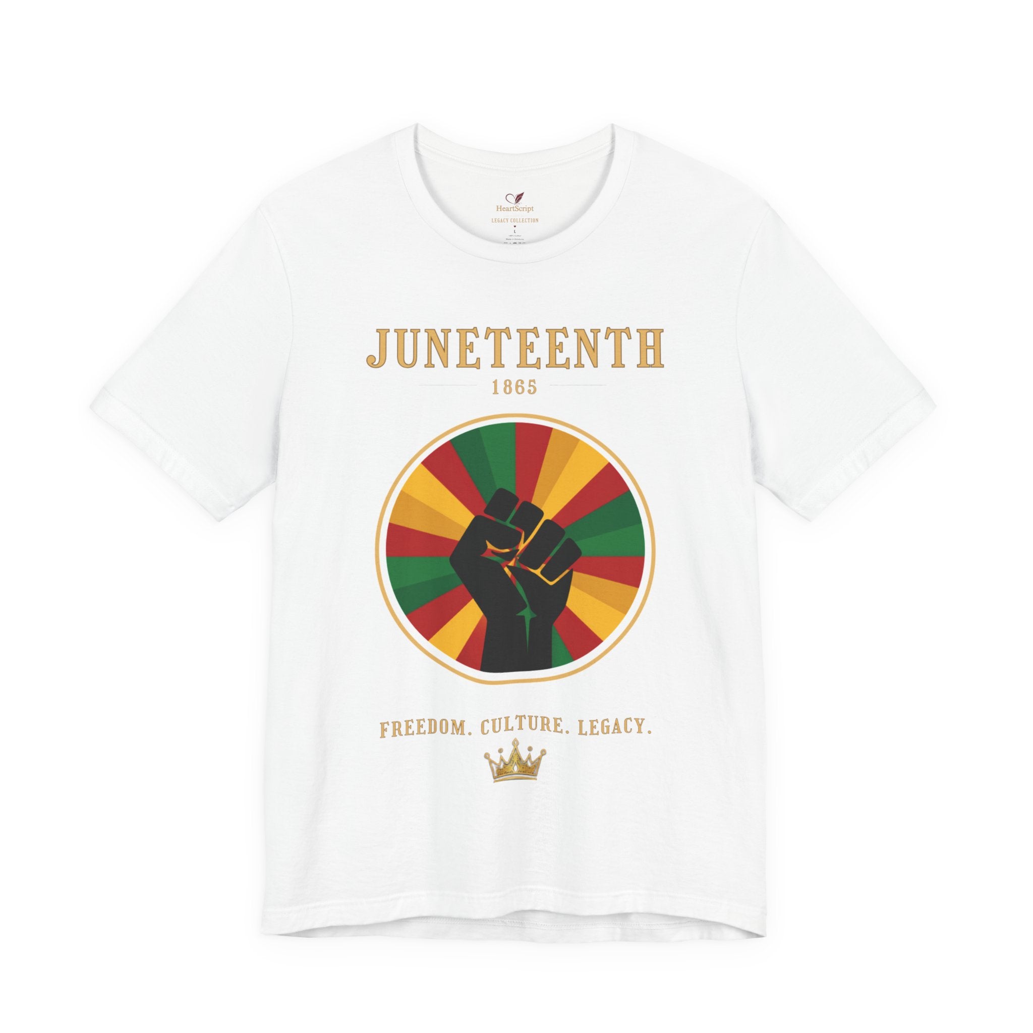 Juneteenth Sun Fist Tee — Front & Back · Celebrate Freedom