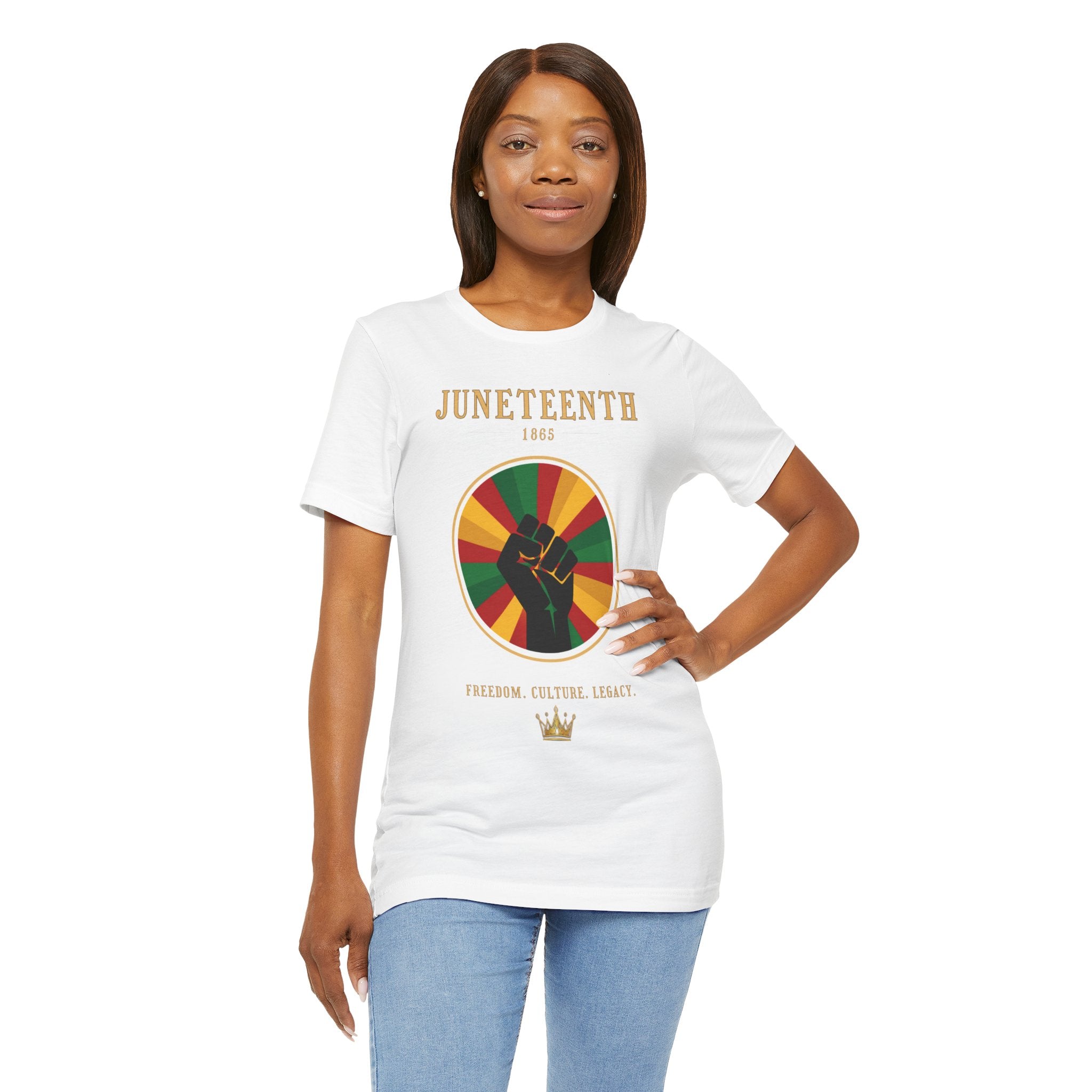 Juneteenth Sun Fist Tee — Front Print · Celebrate Freedom