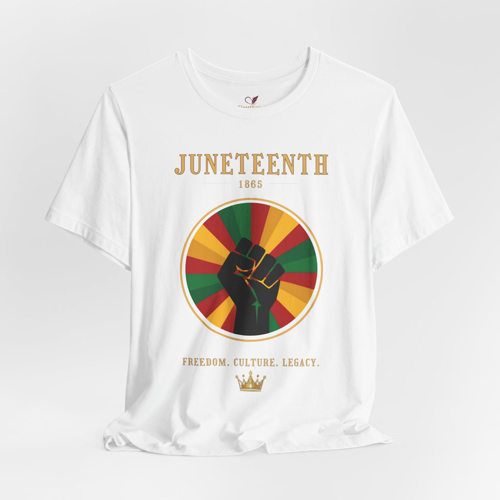 Juneteenth Sun Fist Tee — Front Print · Celebrate Freedom