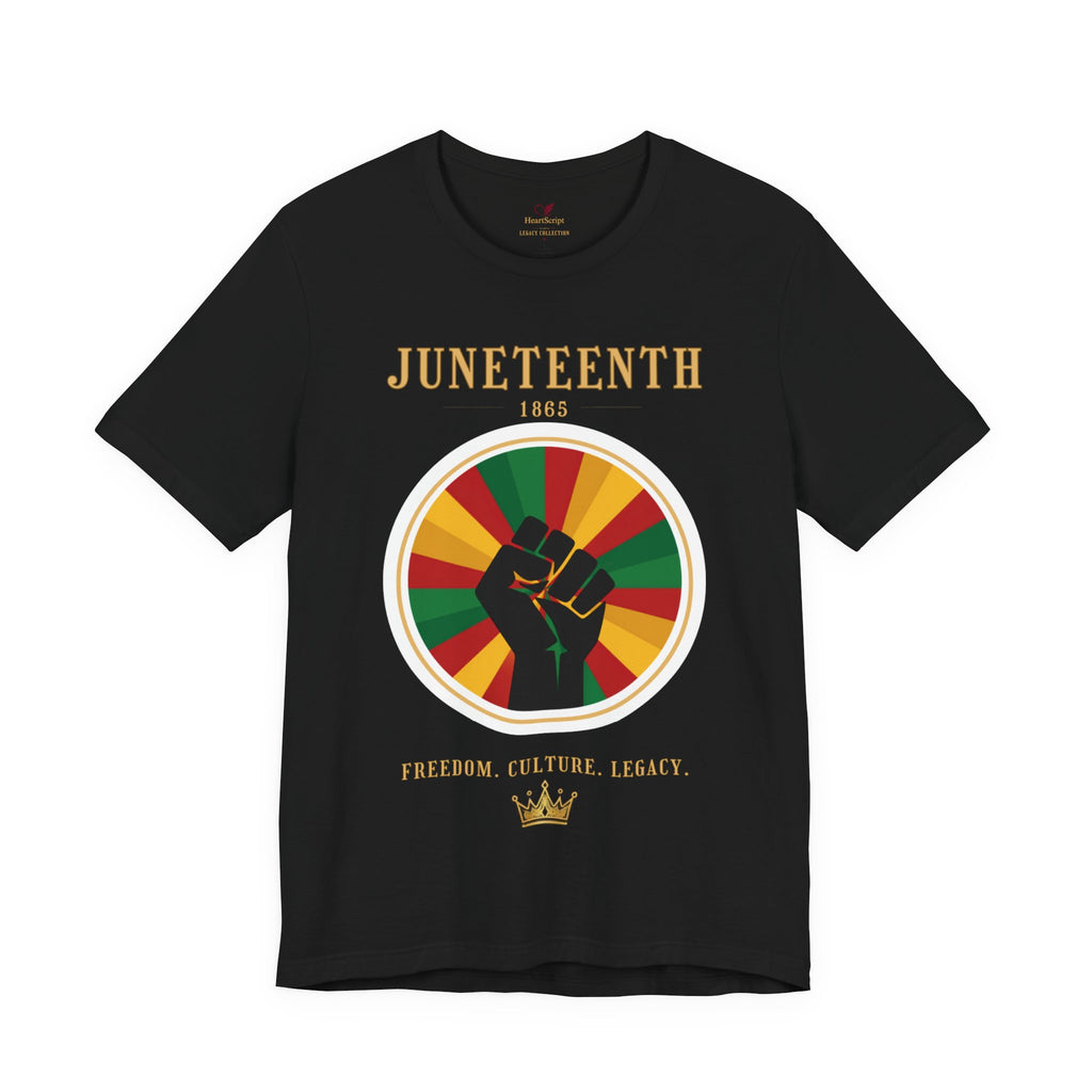 Juneteenth Sun Fist Tee — Front & Back · Celebrate Freedom