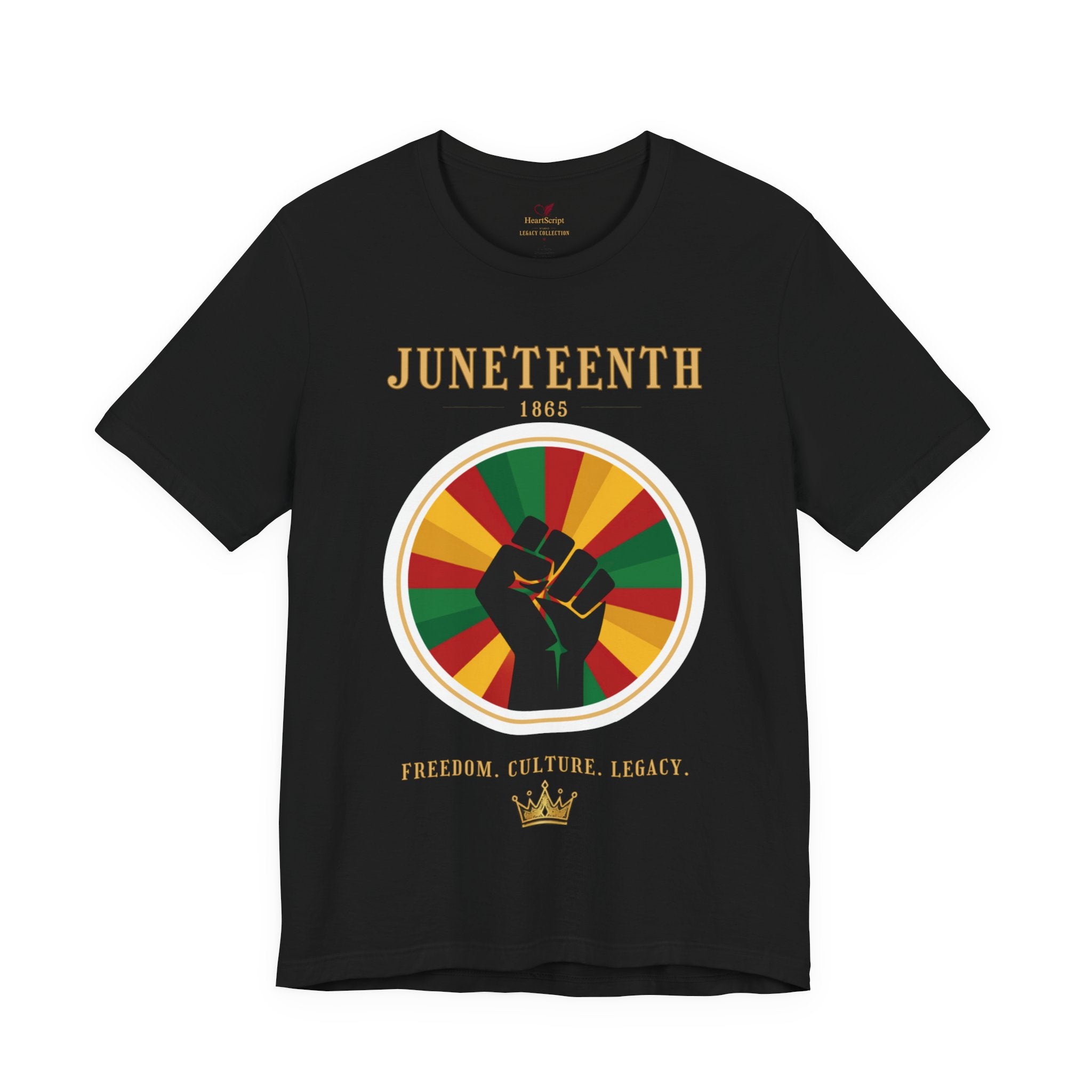 Juneteenth Sun Fist Tee — Front & Back · Celebrate Freedom