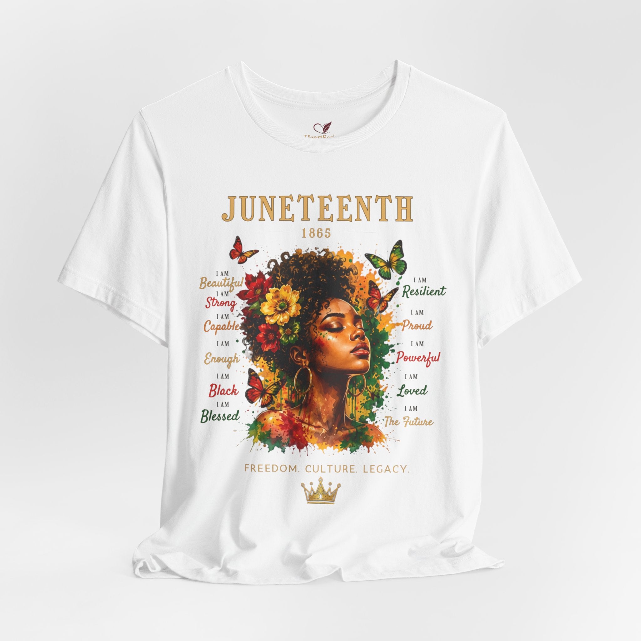Flower Queen Juneteenth Tee — Front & Back · I AM Beautiful