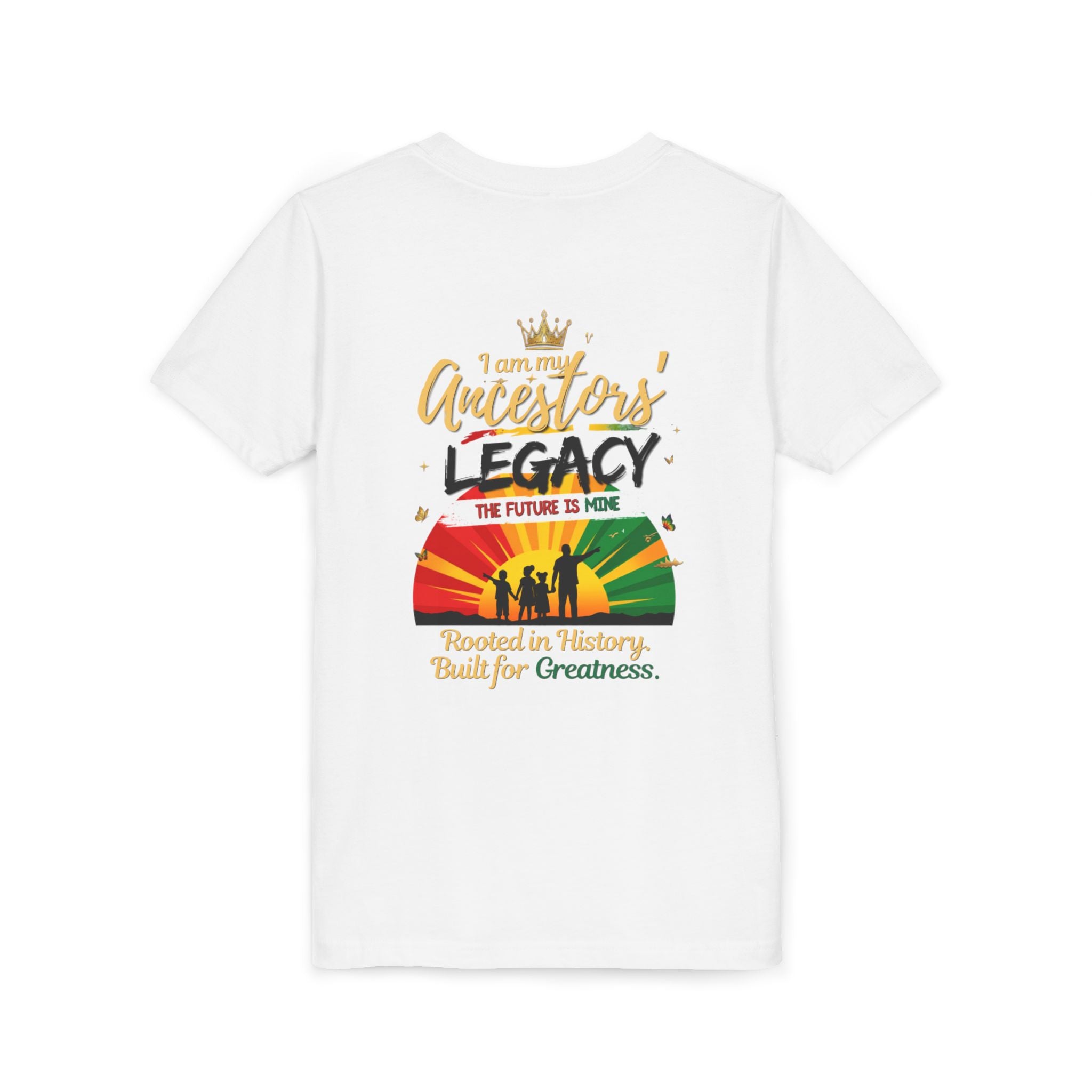 Junior Legacy Boys Youth Tee — Front & Back · Young. Black. Proud.