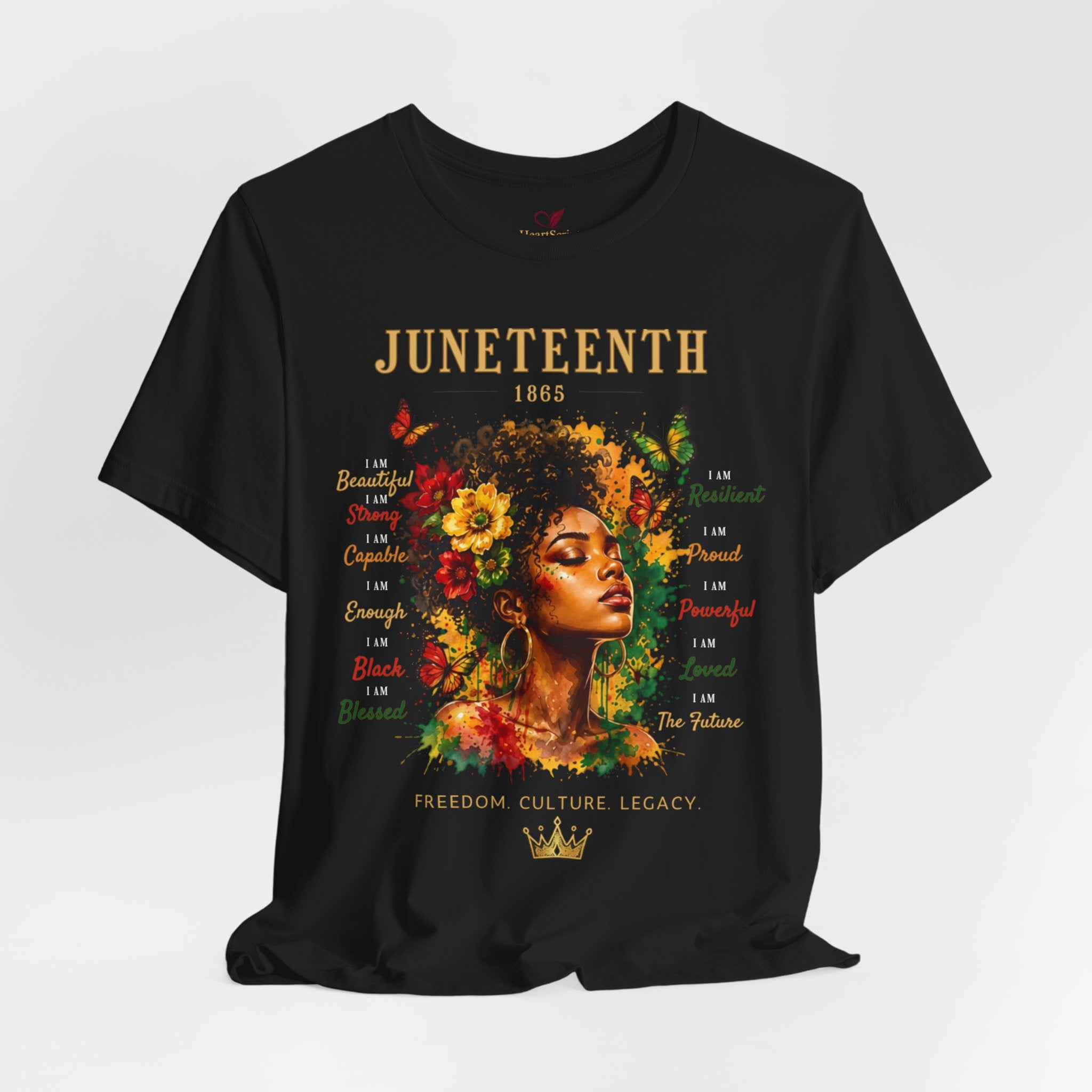 Flower Queen Juneteenth Tee — Front Print · I AM Beautiful