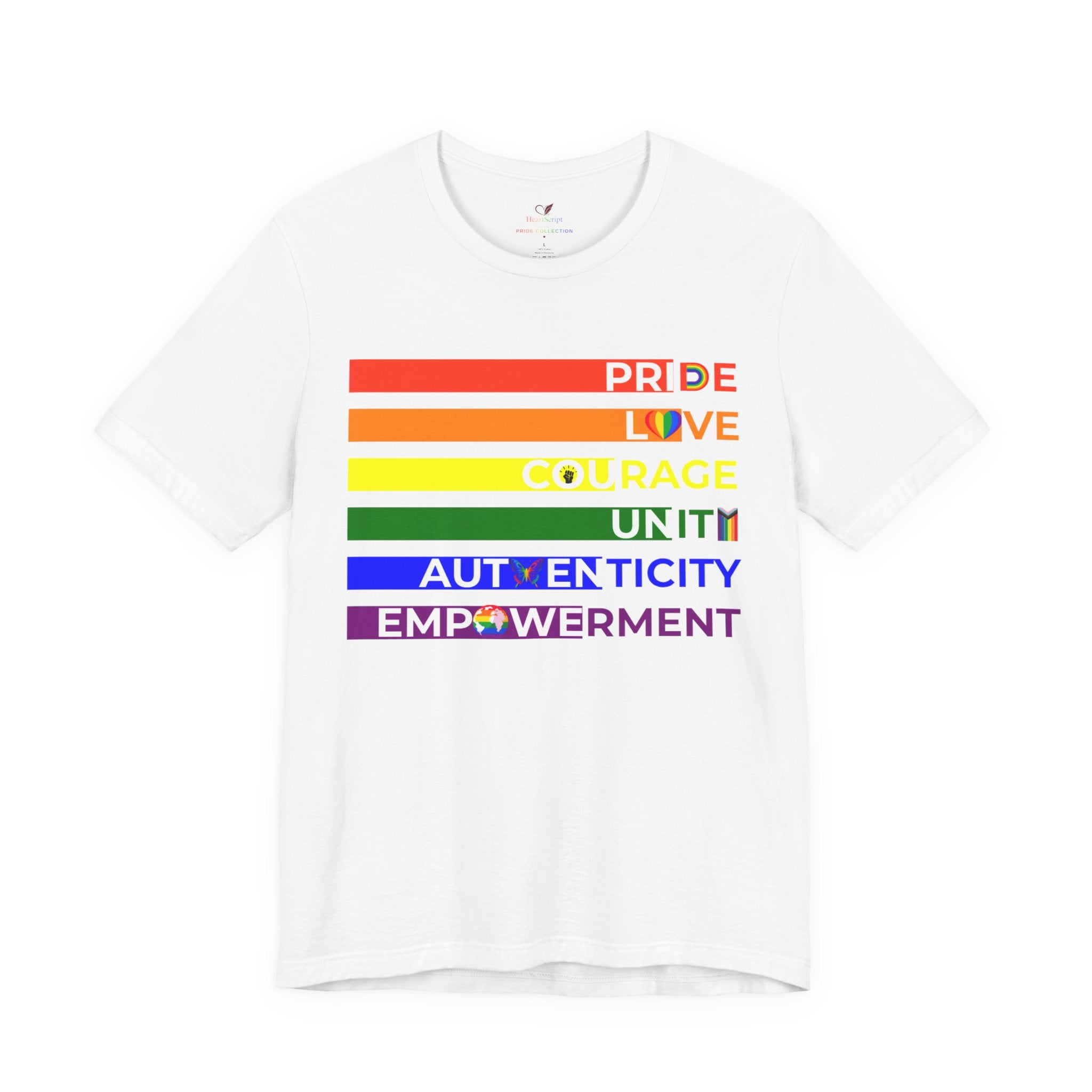 Pride Love Courage Unity Authenticity Empowerment Rainbow Pride Shirt