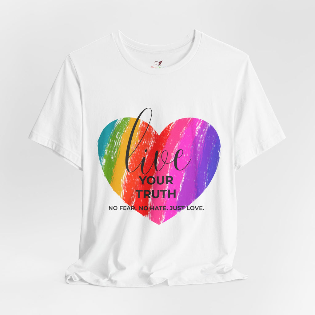 Live Your Truth Rainbow Heart LGBTQ+ Pride Shirt