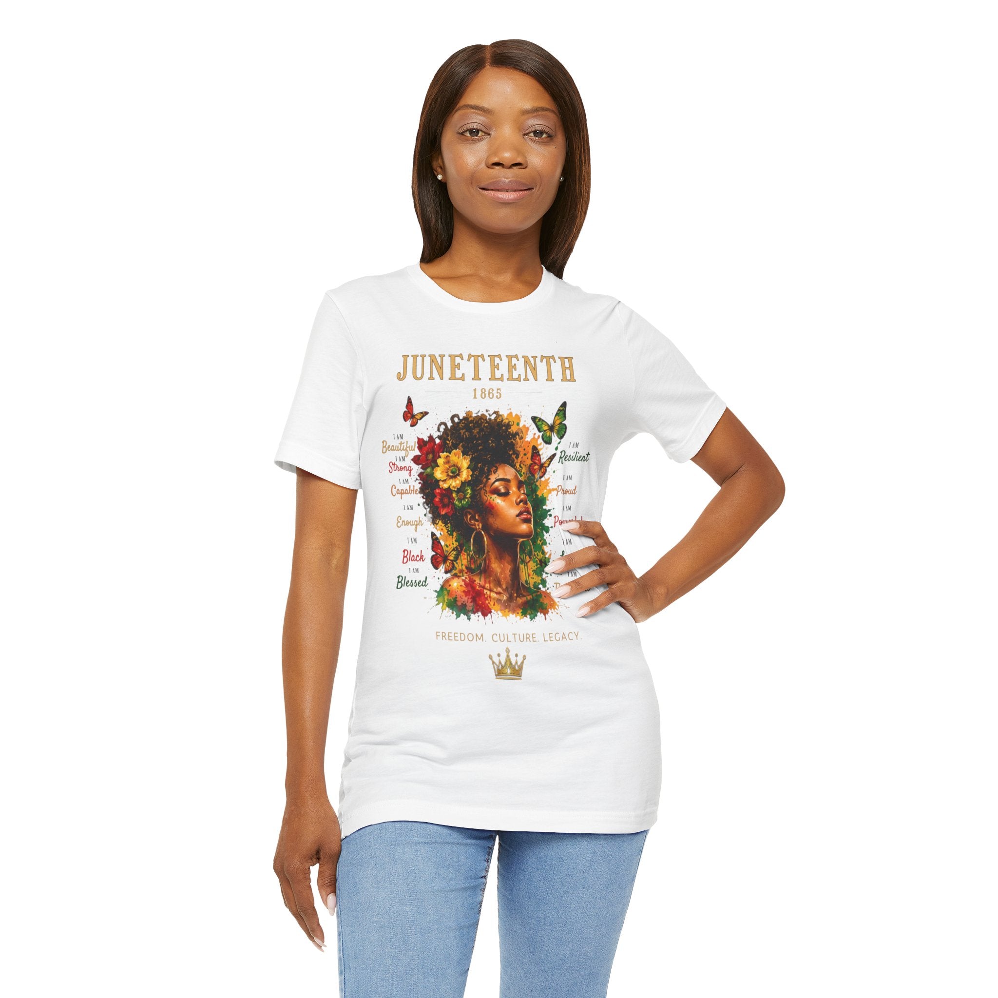 Flower Queen Juneteenth Tee — Front Print · I AM Beautiful