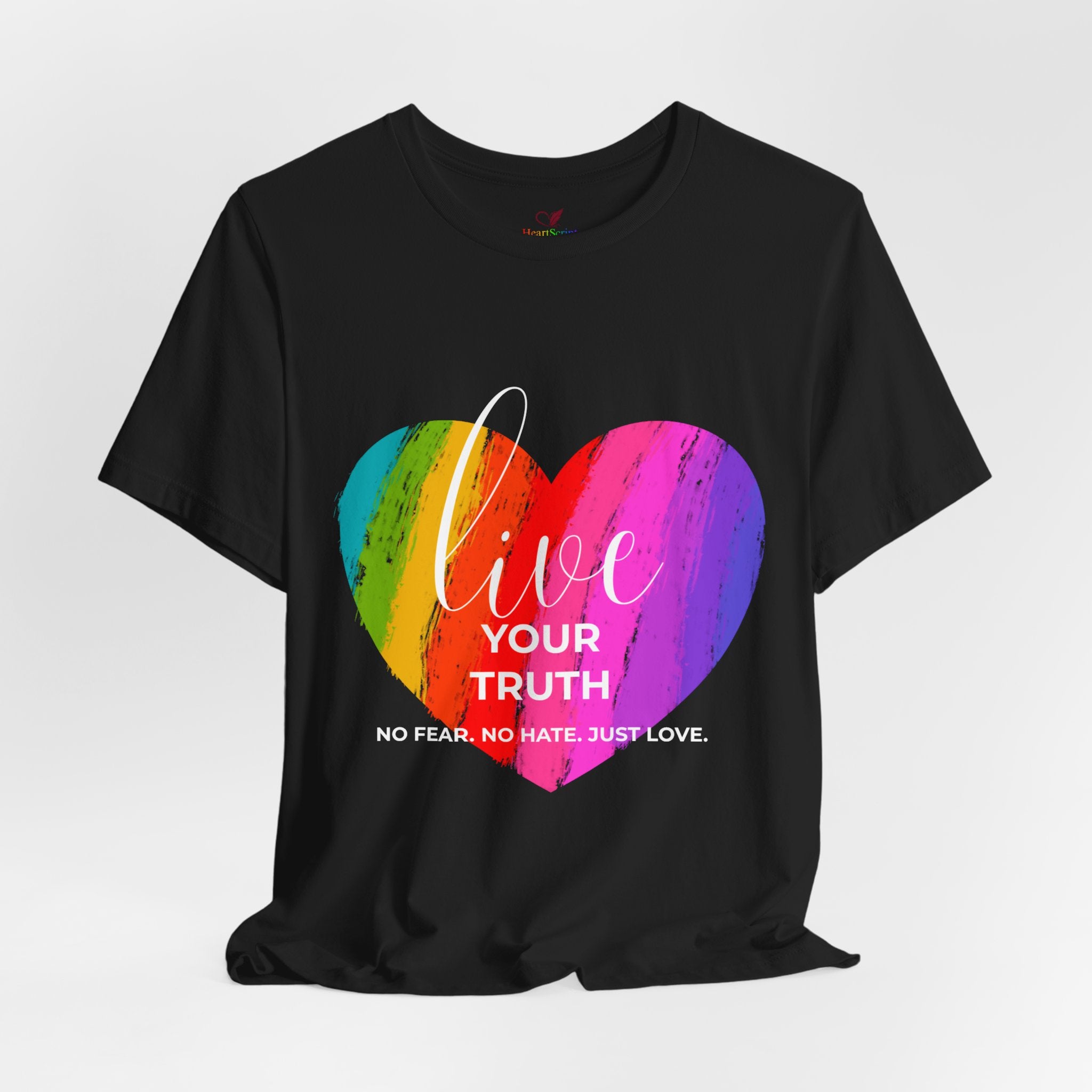 Live Your Truth Rainbow Heart LGBTQ+ Pride Shirt