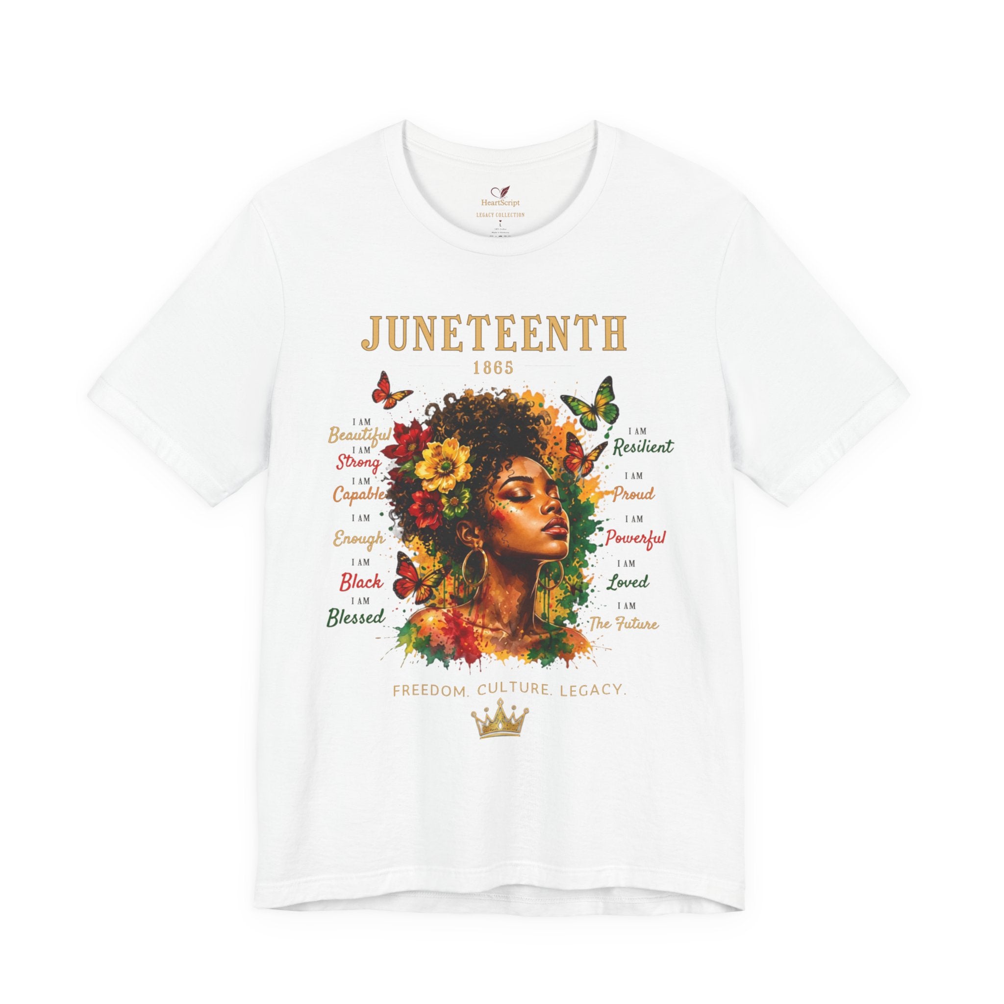 Flower Queen Juneteenth Tee — Front & Back · I AM Beautiful