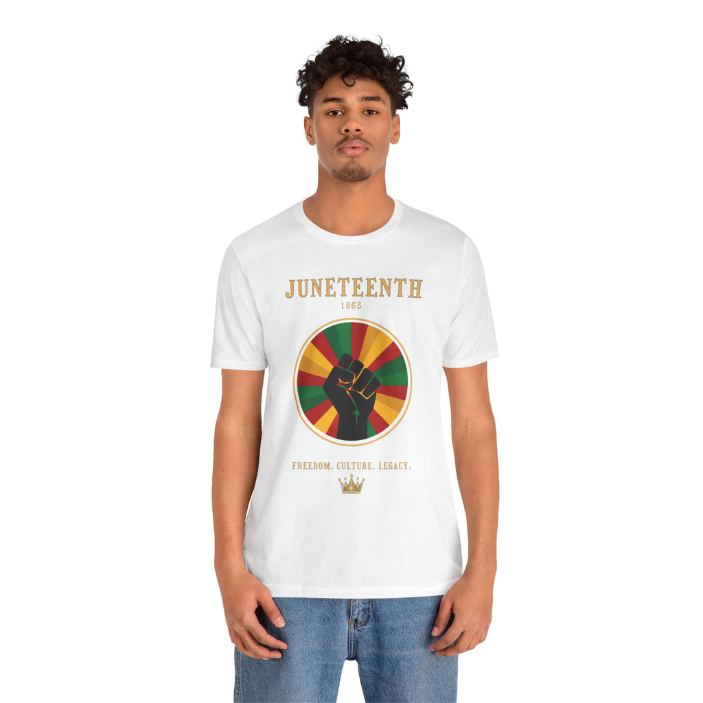 Juneteenth Sun Fist Tee — Front Print · Celebrate Freedom